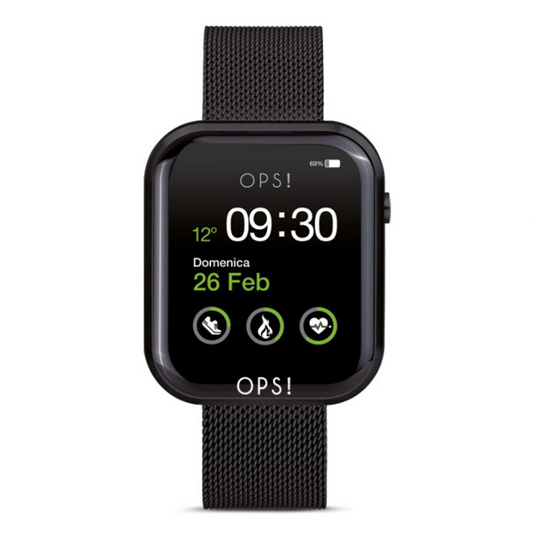 OPSOBJECTS Orologio Smartwatch Call con cinturino maglia Milano Nero