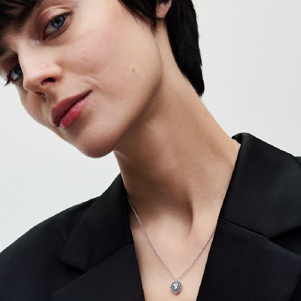 Pandora Collana Punto Luce Cuore e Pavé