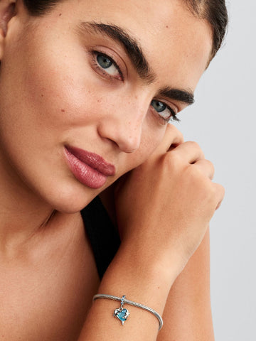 Pandora Charm pendentre Delfini e Cuore Vetro di Murano