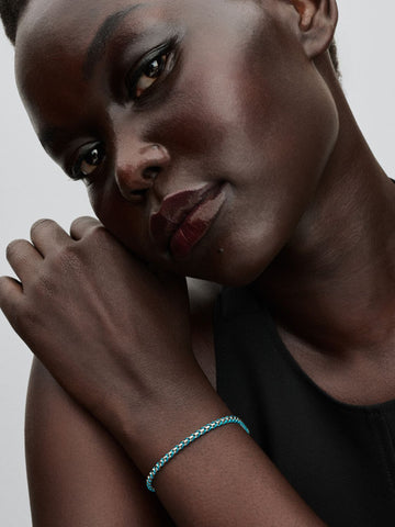 Pandora Bracciale Intreccio Tessuto Turchese