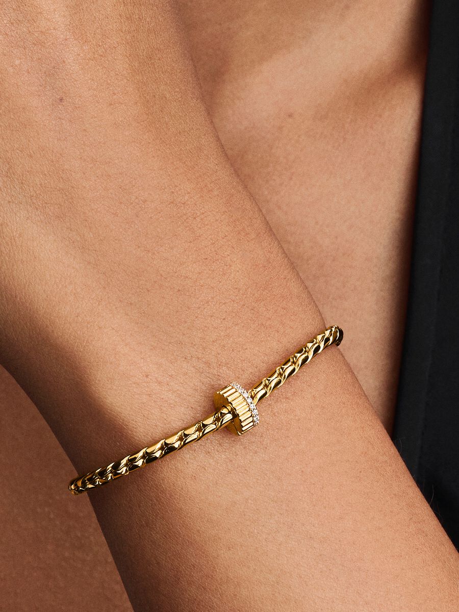 Pandora Clip Rigata con Pietre