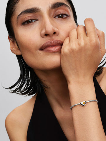 Pandora Charm Cuore con Pietra Miele Novembre da incidere