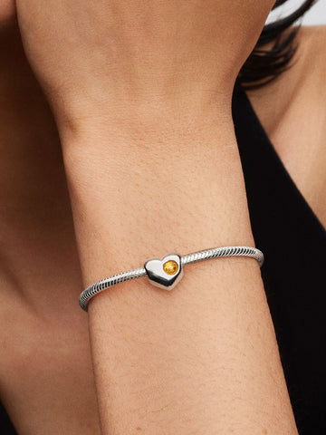 Pandora Charm Cuore con Pietra Miele Novembre da incidere
