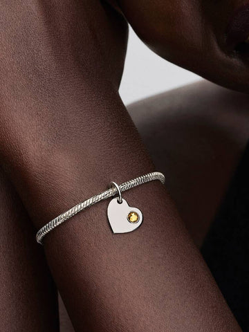 Pandora Charm Pendente Cuore con Pietra Miele Novembre