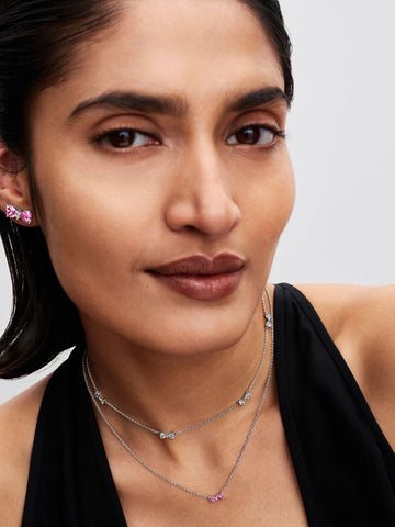 Pandora  Orecchini Fiocco Luminoso Rosa Grande