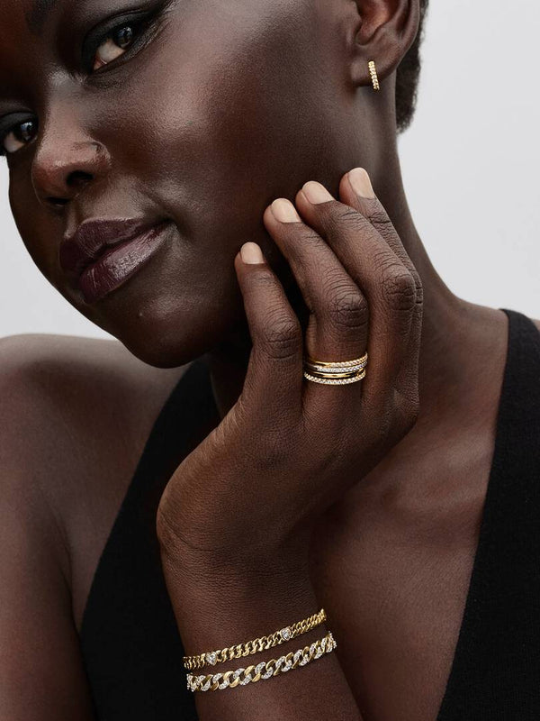 Pandora Bracciale Catena Maglia Cubana Bicolore con Pavè