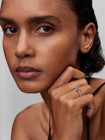 Pandora Anello Cuore in Rilievo Azzurro