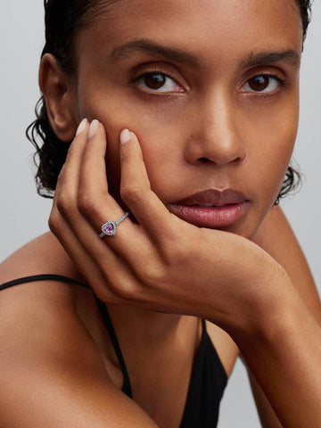 Pandora Anello Cuore in Rilievo Viola