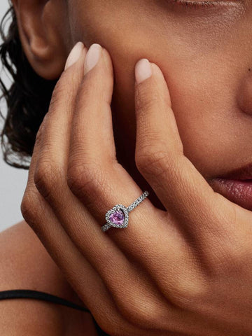 Pandora Anello Cuore in Rilievo Viola