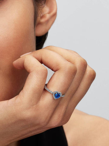 Pandora Anello Cuore in Rilievo Blu Intenso