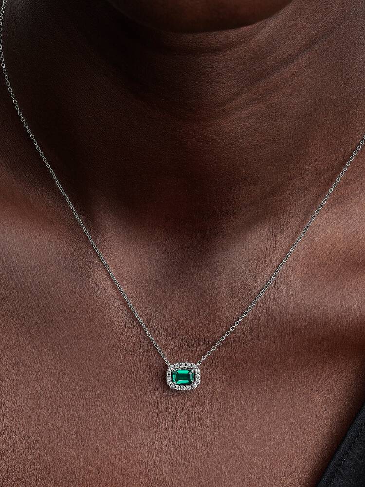 Pandora Collana Punto Luce Rettangolo Verde