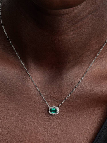 Pandora Collana Punto Luce Rettangolo Verde