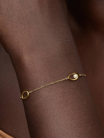 Pandora Bracciale Ovali Linea Sinuosa e Perla D'Acqua Dolce Coltivata