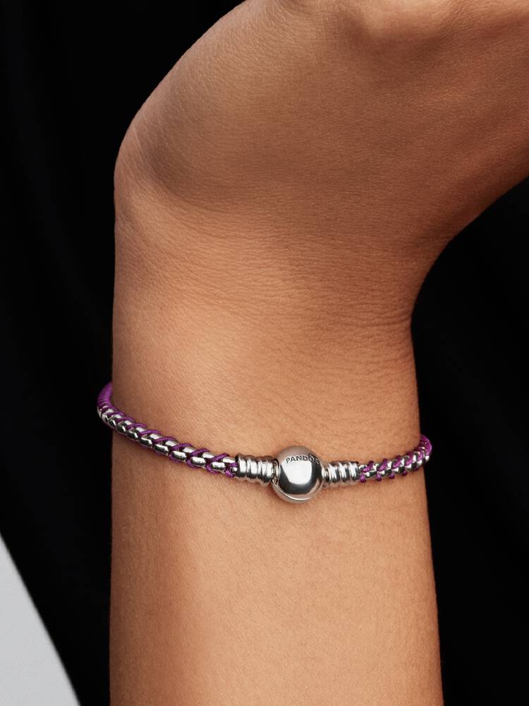 Pandora Bracciale Intreccio Tessuto Viola