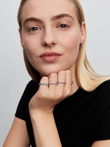 Pandora Anello Pavè Fascia Sottile Viola