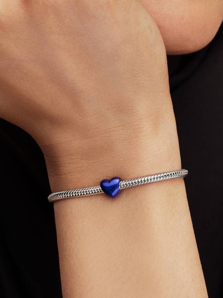 Pandora Mini Charm Cuore effetto metallico blu