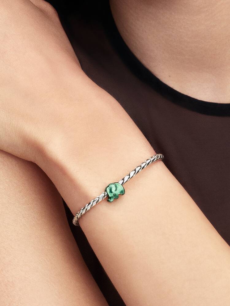Pandora Mini Charm Elefante effetto metallico verde