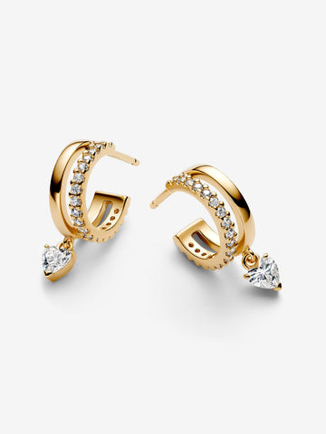 Pandora Orecchini Cerchi Aperti con Cuore Pendente