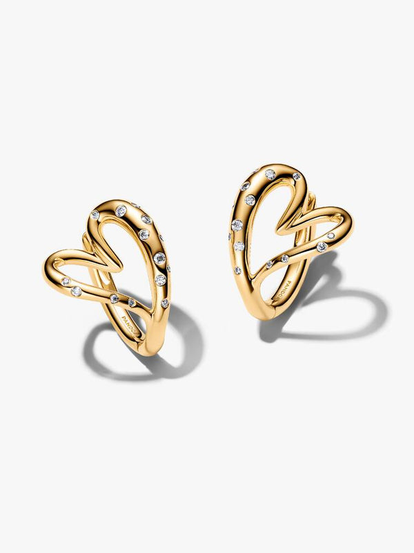 Pandora Orecchini Cuore Linea Sinuosa con Pietre Luminose