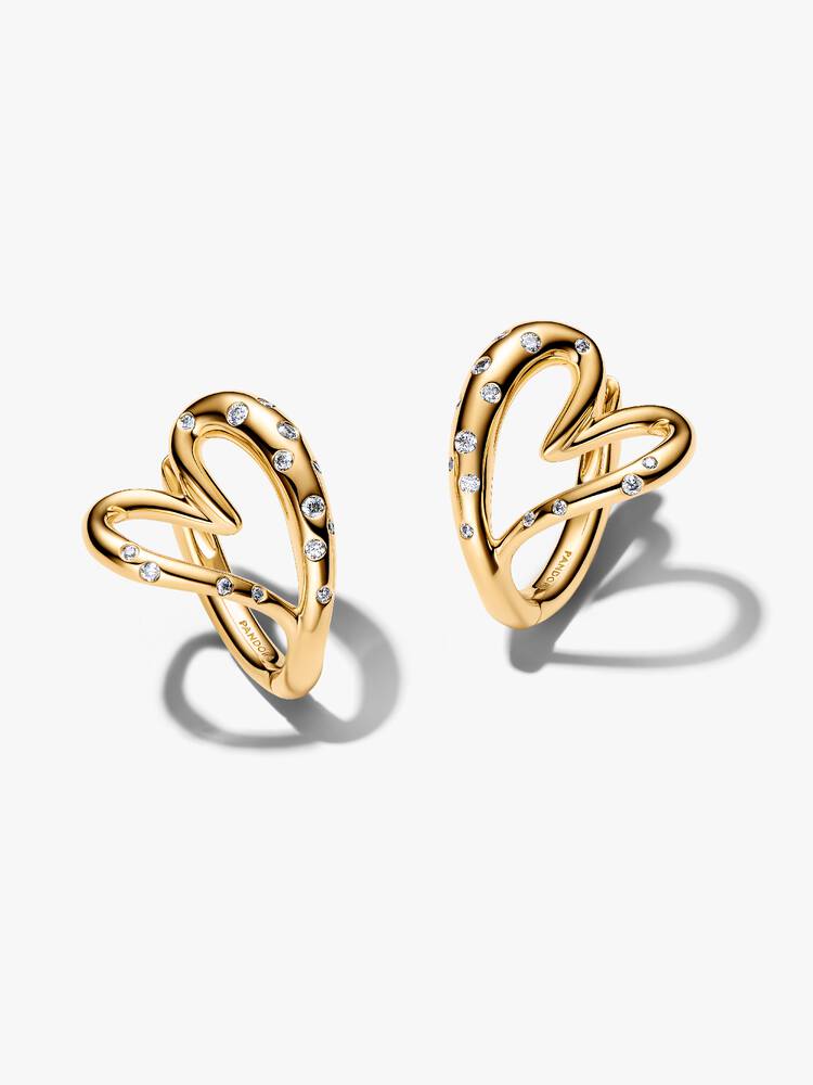 Pandora Orecchini Cuore Linea Sinuosa con Pietre Luminose