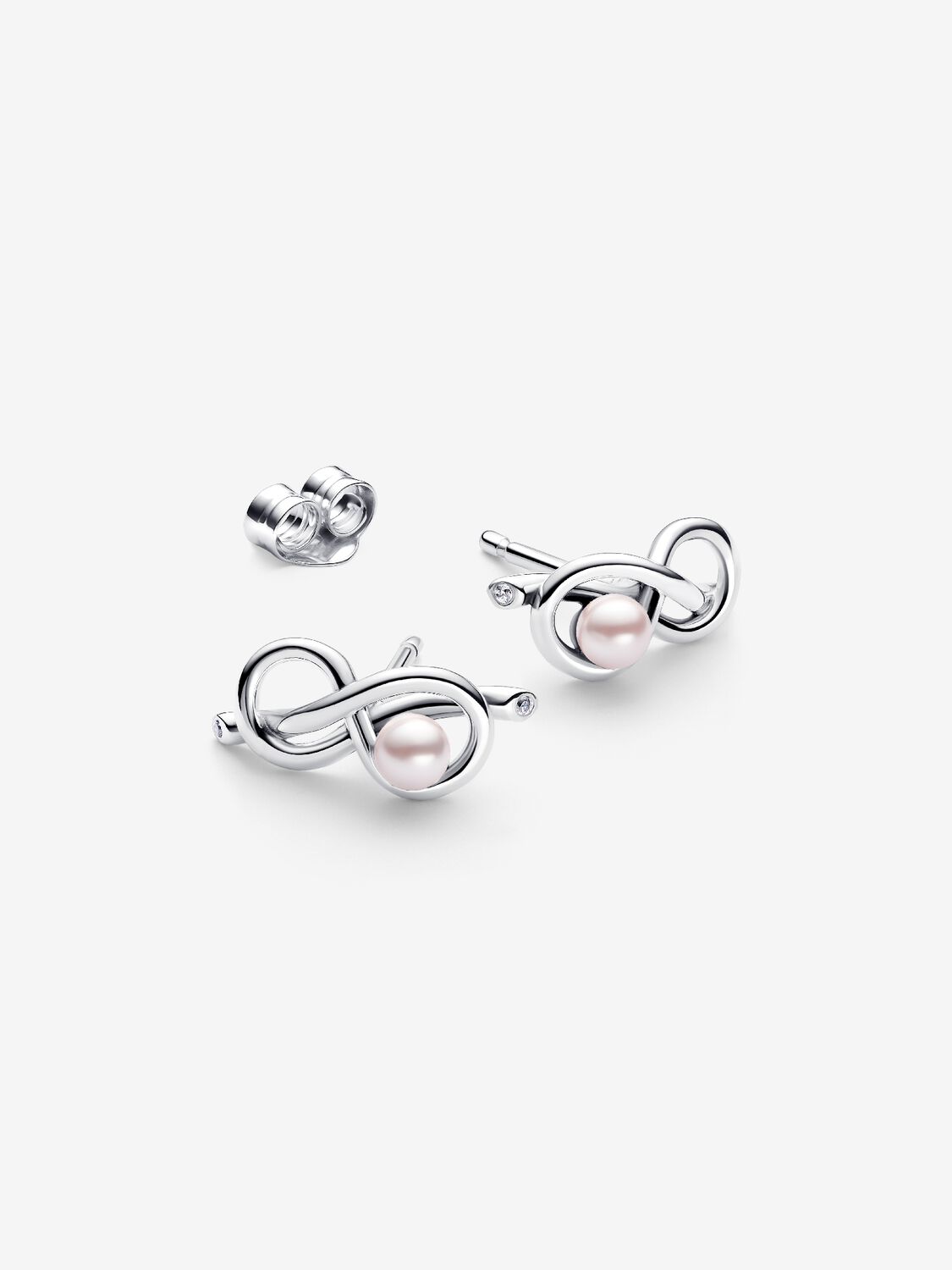Pandora Orecchini Legame infinito con Perla Rosa Artificiale