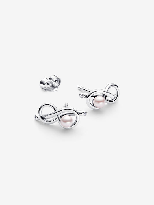Pandora Orecchini Legame infinito con Perla Rosa Artificiale