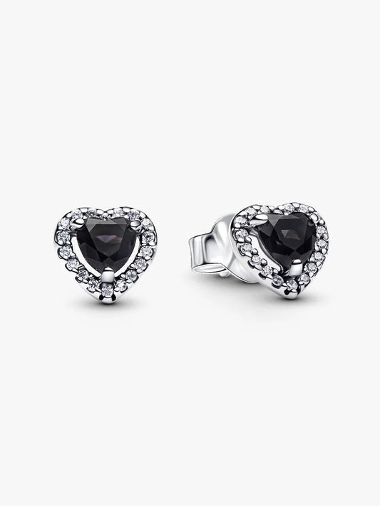 Pandora Orecchini Cuore in Rilievo Nero