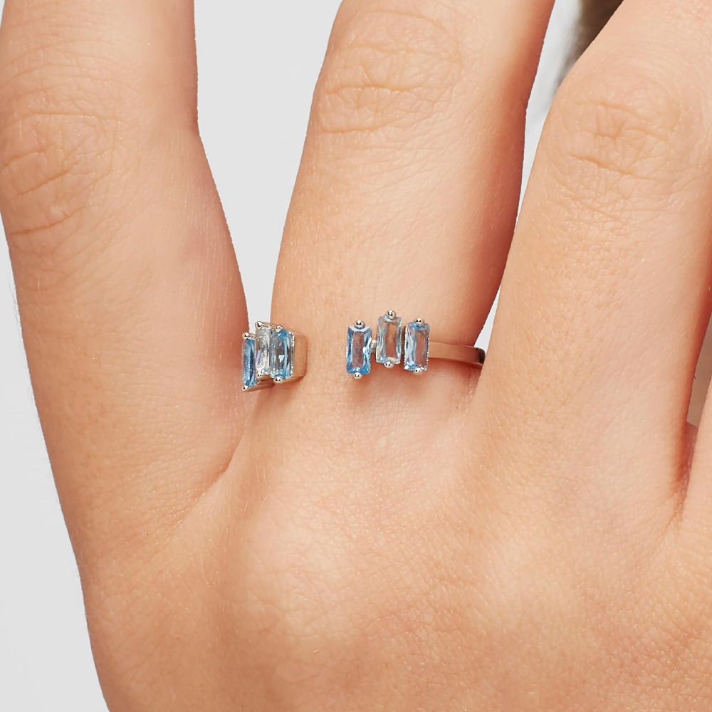 Brosway Anello Fancy Baguette Light Blu