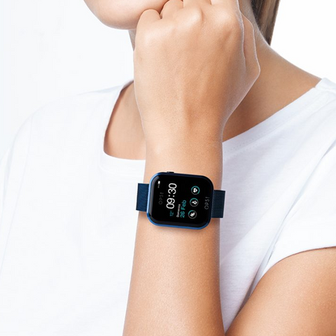OPSOBJECTS Orologio Smartwatch Call con cinturino maglia Milano Blu
