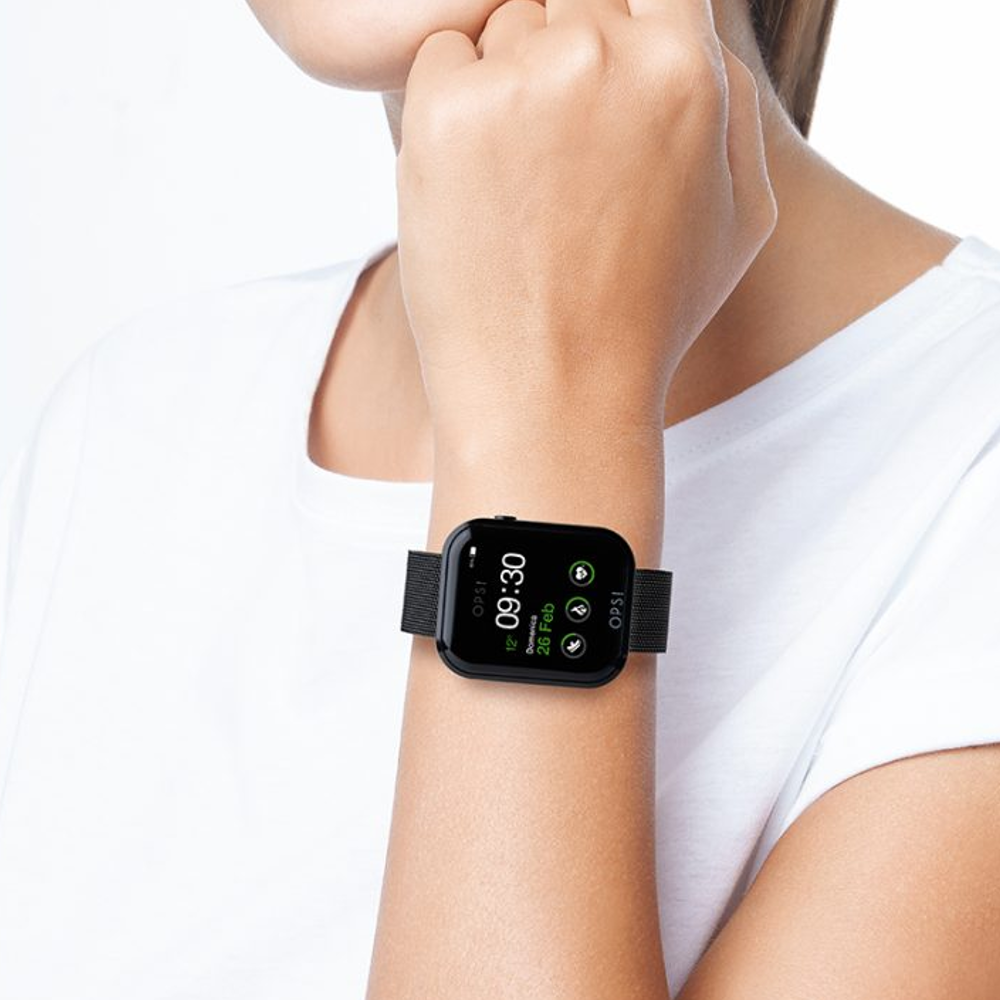OPSOBJECTS Orologio Smartwatch Call con cinturino maglia Milano Nero