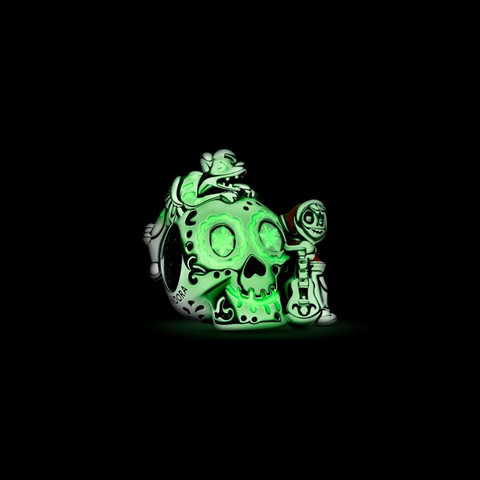 Pandora Charm Pixar, Coco, Teschio Miguel & Dante che si illumina al buio