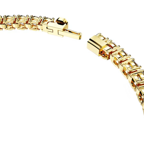 Swarovski Braccialetto Matrix Tennis Taglio Round, Bianco, Placcato color oro