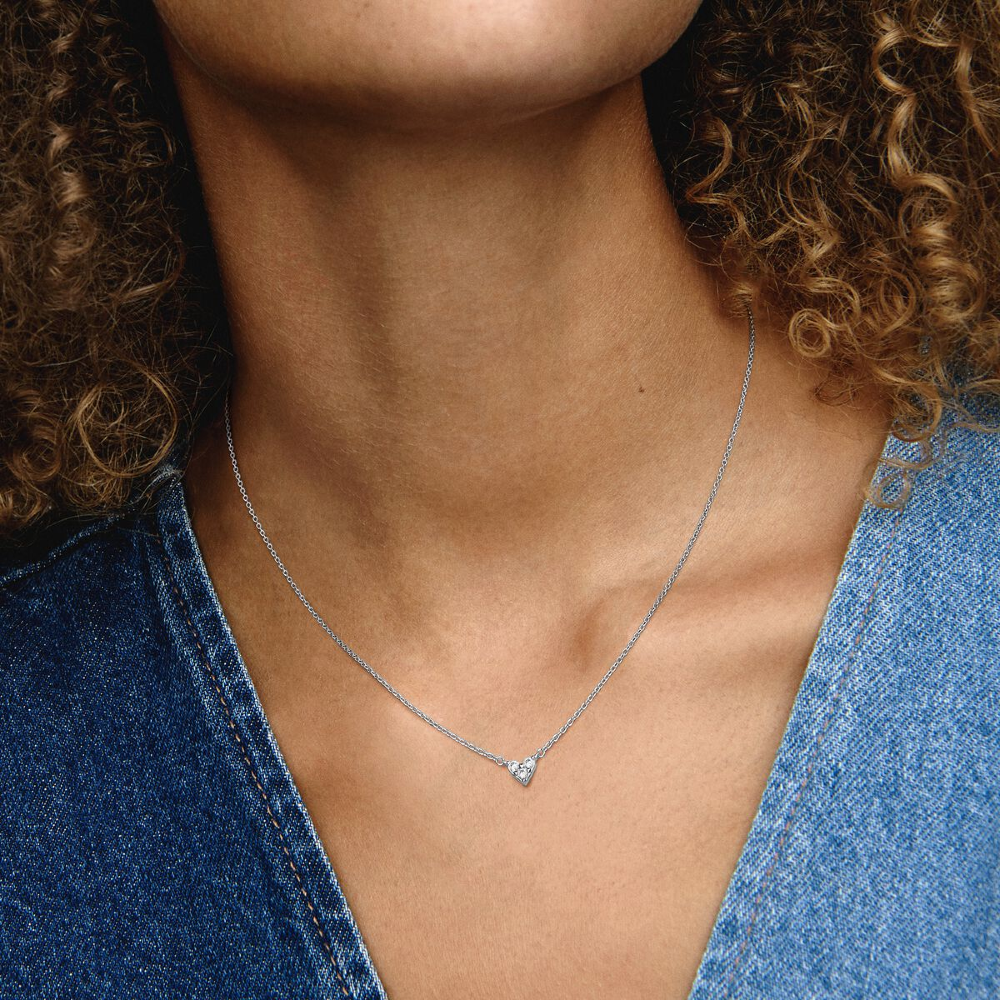 Pandora Collana Cuore con Tre Pietre Argento