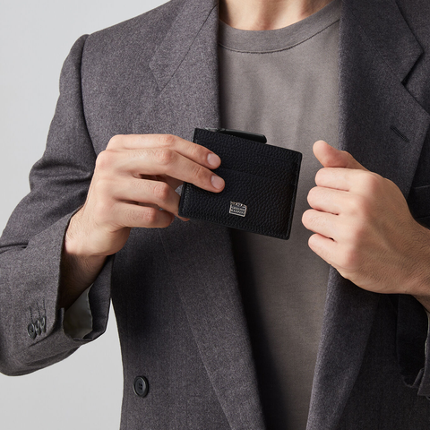 Giovanni Raspini portacarte con zip pelle goffrata