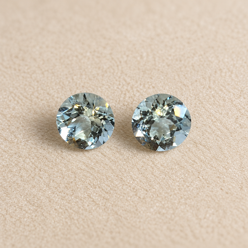 Acquamarina - Coppia di Acquamarine taglio tondo - 2.40 ct