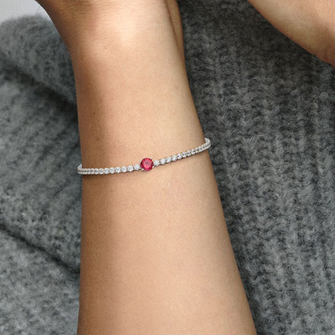 Pandora Bracciale Tennis Pandora con Pietra Rossa