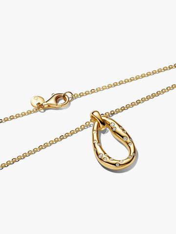 Pandora Collana Ovale Linea Sinuosa con Pietre Luminose