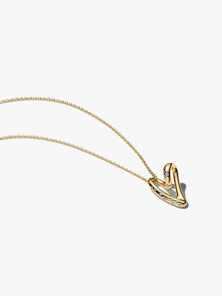 Pandora Collana Cuore Linea Sinuosa con Pietre Luminose