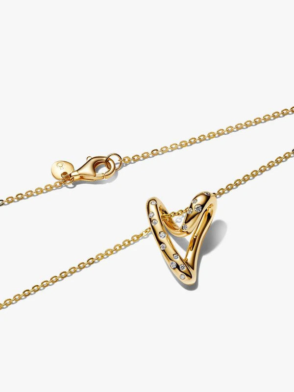 Pandora Collana Cuore Linea Sinuosa con Pietre Luminose