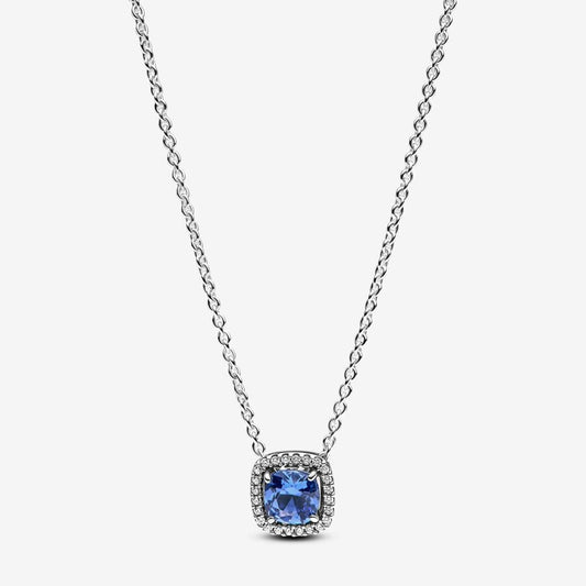 Pandora Collana Punto Luce Quadrato Blu