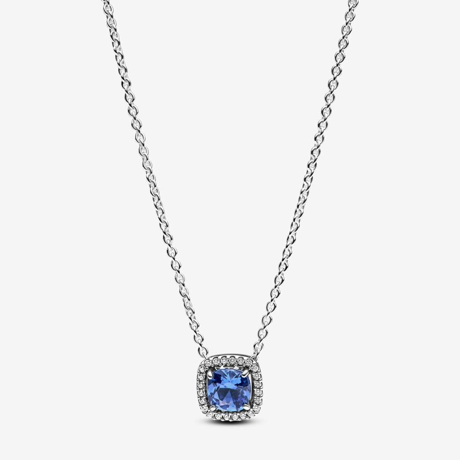 Pandora Collana Punto Luce Quadrato Blu