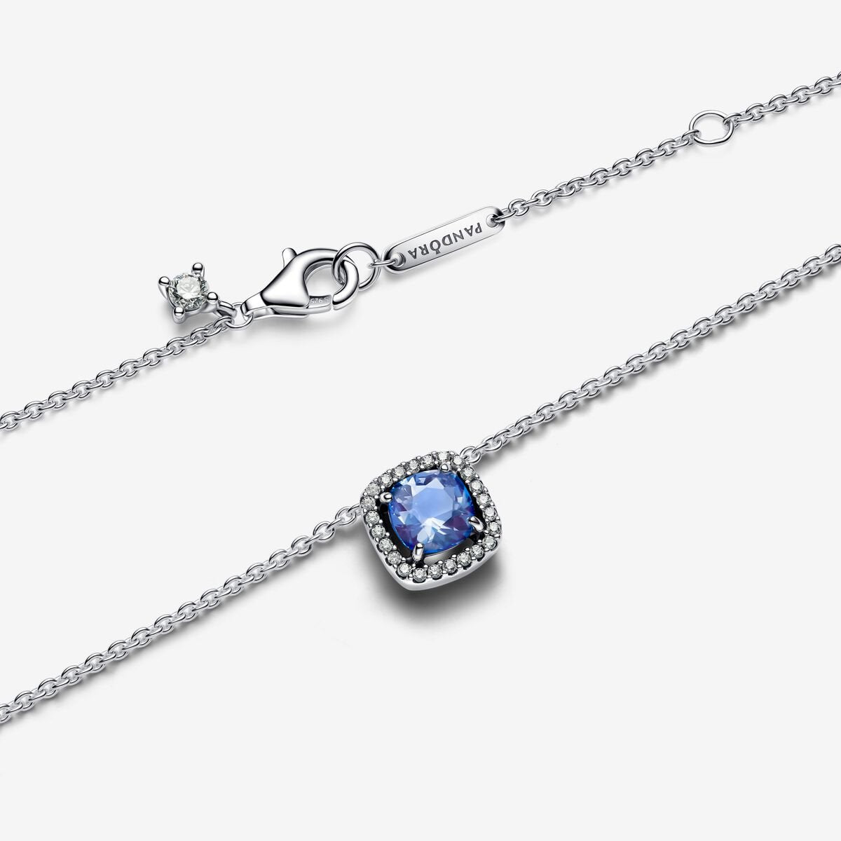 Pandora Collana Punto Luce Quadrato Blu