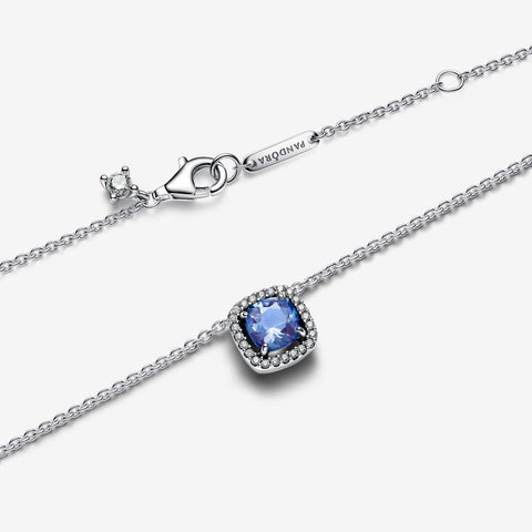 Pandora Collana Punto Luce Quadrato Blu