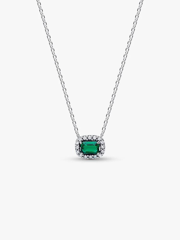 Pandora Collana Punto Luce Rettangolo Verde