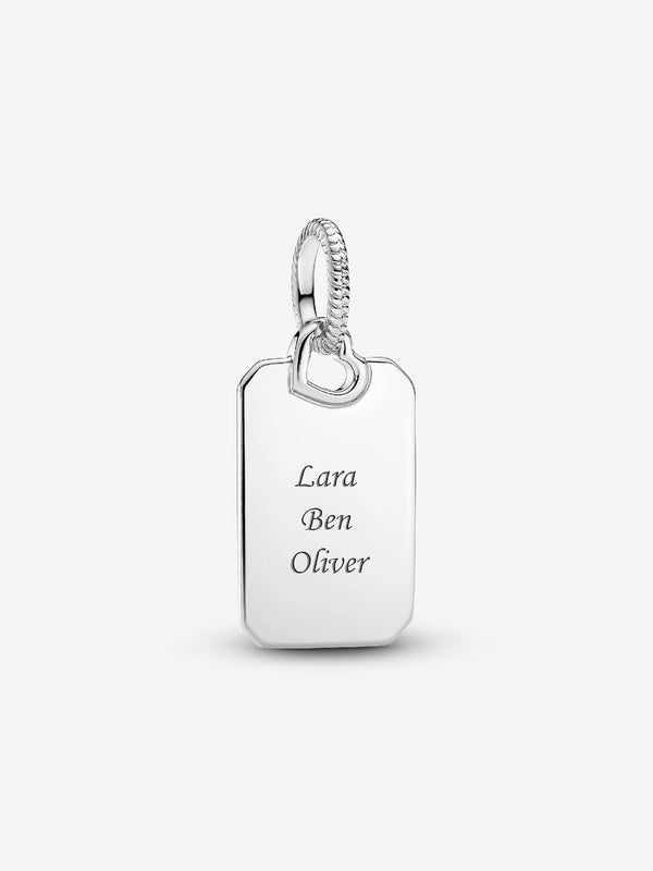 Pandora Charm Pendente Medaglia Rettangolare da incidere