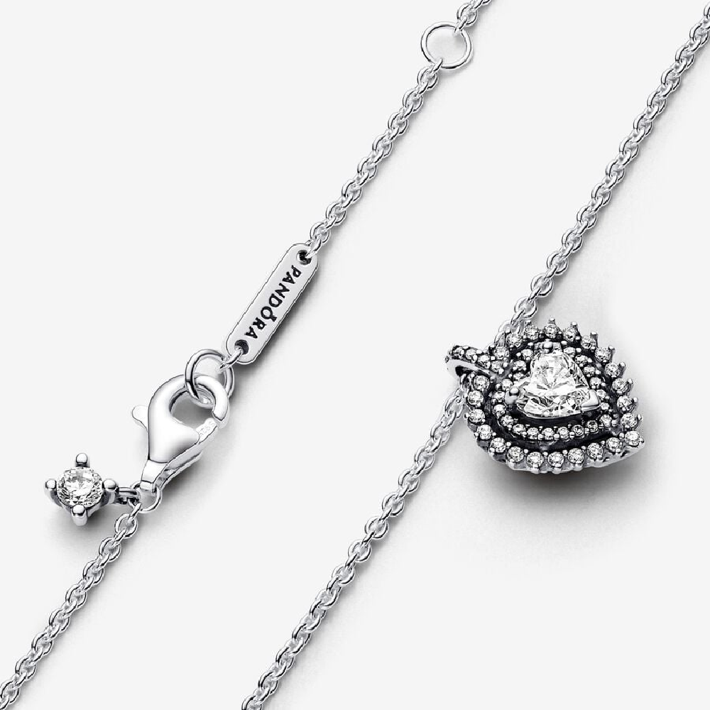 Pandora Collana Punto Luce Cuore e Pavé