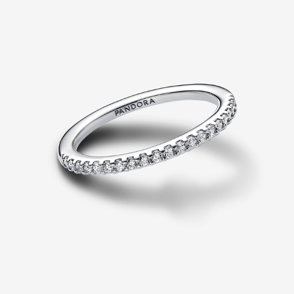 Pandora Anello Pavé Fascia Sottile Argento