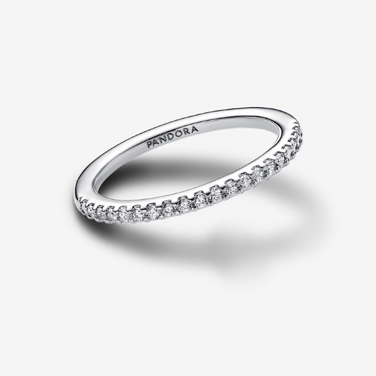 Pandora Anello Pavé Fascia Sottile Argento