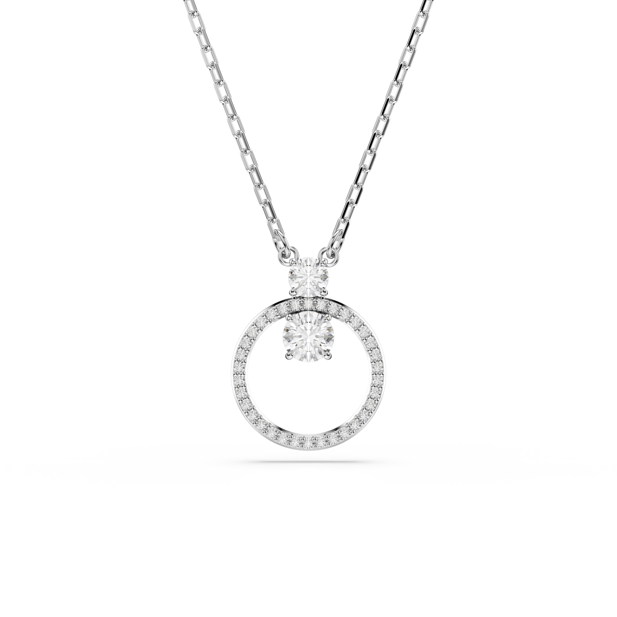 Swarovski Pendente Constella Pavé, Taglio Round, Bianco, Placcato rodio