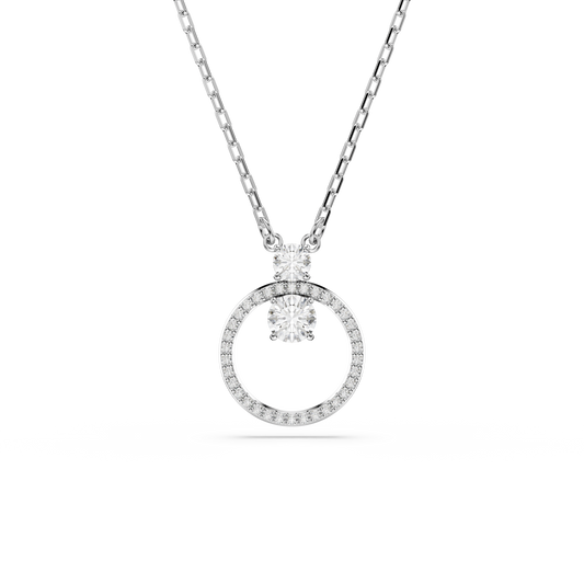 Swarovski Pendente Constella Pavé, Taglio Round, Bianco, Placcato rodio